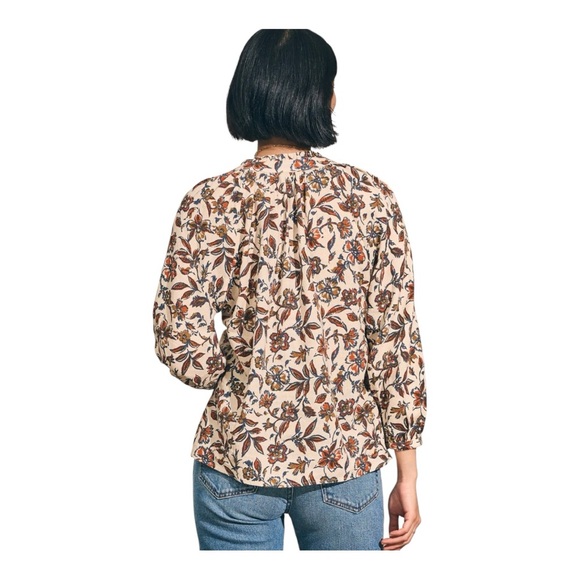 Faherty Portia Linen Blend Blouse Size XL Relaxed Fit Elevated Casual Style - Picture 10 of 11